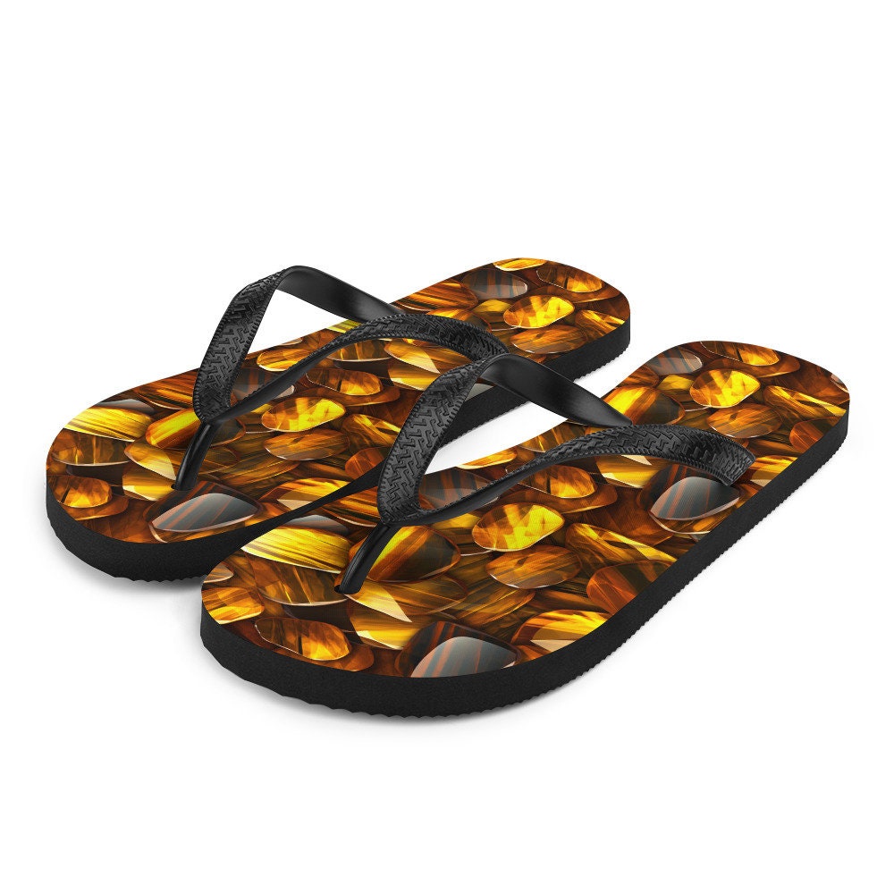 hippieartzone - Bold Tiger&#39;s Eye Flip Flops