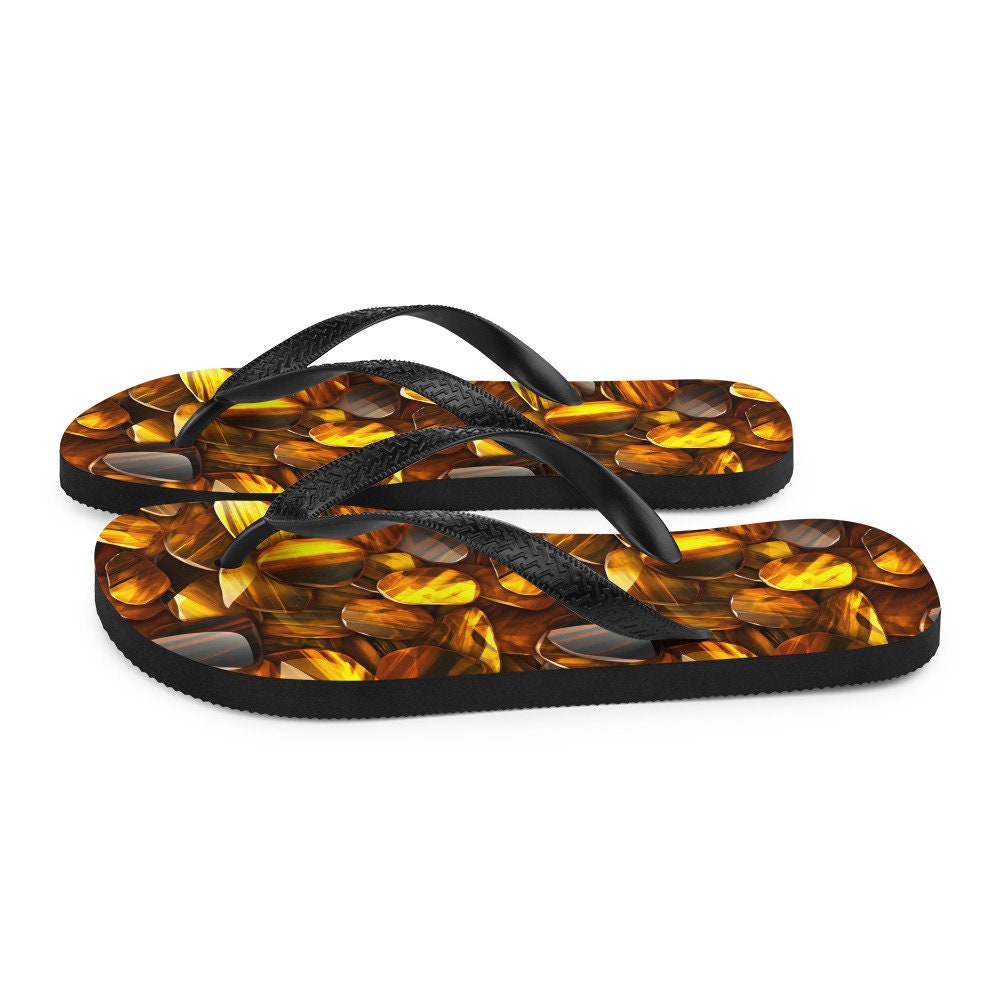 hippieartzone - Bold Tiger&#39;s Eye Flip Flops