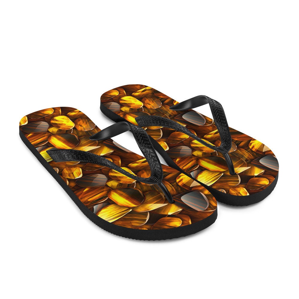 hippieartzone - Bold Tiger&#39;s Eye Flip Flops