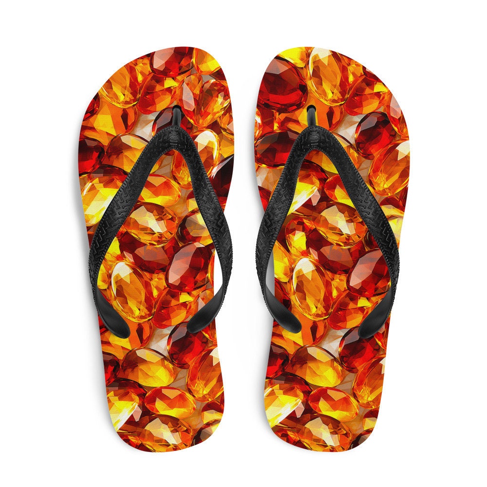 hippieartzone - Vibrant Amber Summer Flip Flops