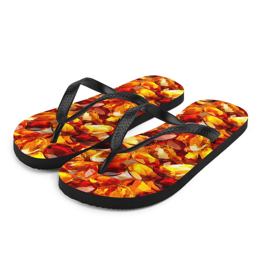 hippieartzone - Vibrant Amber Summer Flip Flops