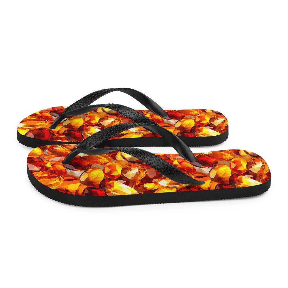 hippieartzone - Vibrant Amber Summer Flip Flops