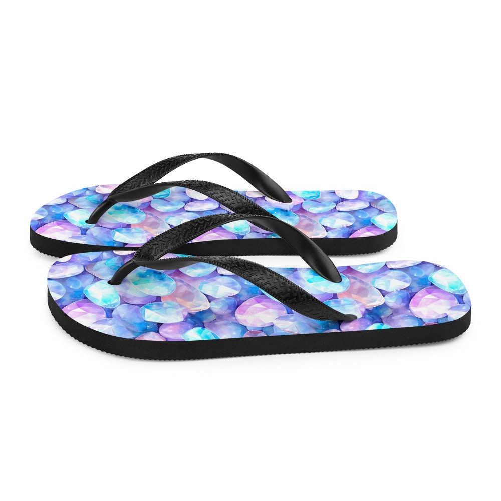 hippieartzone - Vibrant Rainbow Moonstone Summer Flip Flops