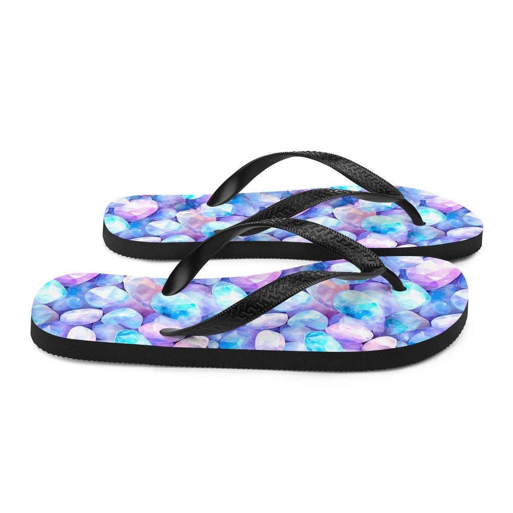 hippieartzone - Vibrant Rainbow Moonstone Summer Flip Flops