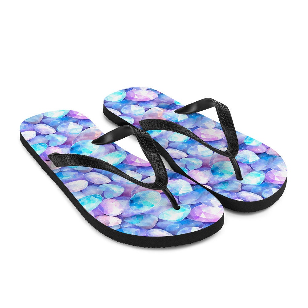 hippieartzone - Vibrant Rainbow Moonstone Summer Flip Flops