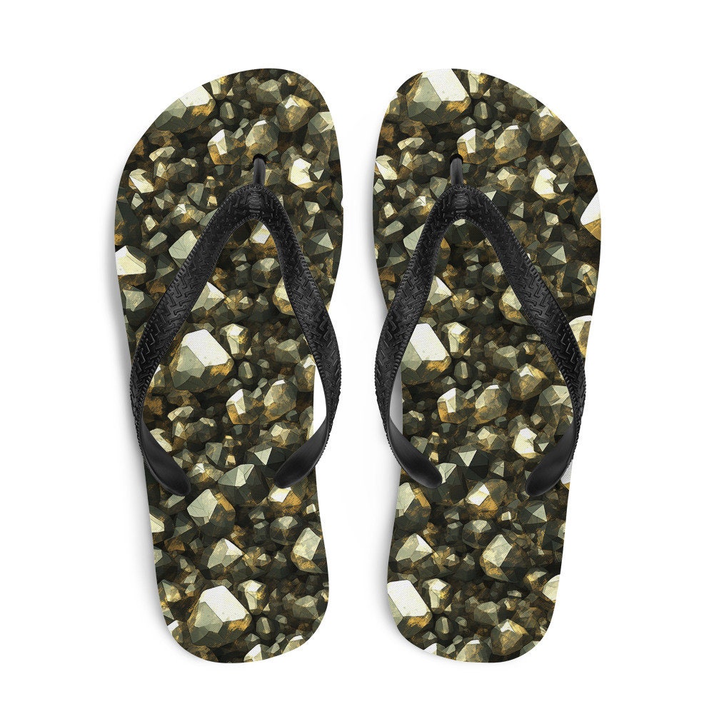 hippieartzone - Golden Pyrite Summer Flip Flops