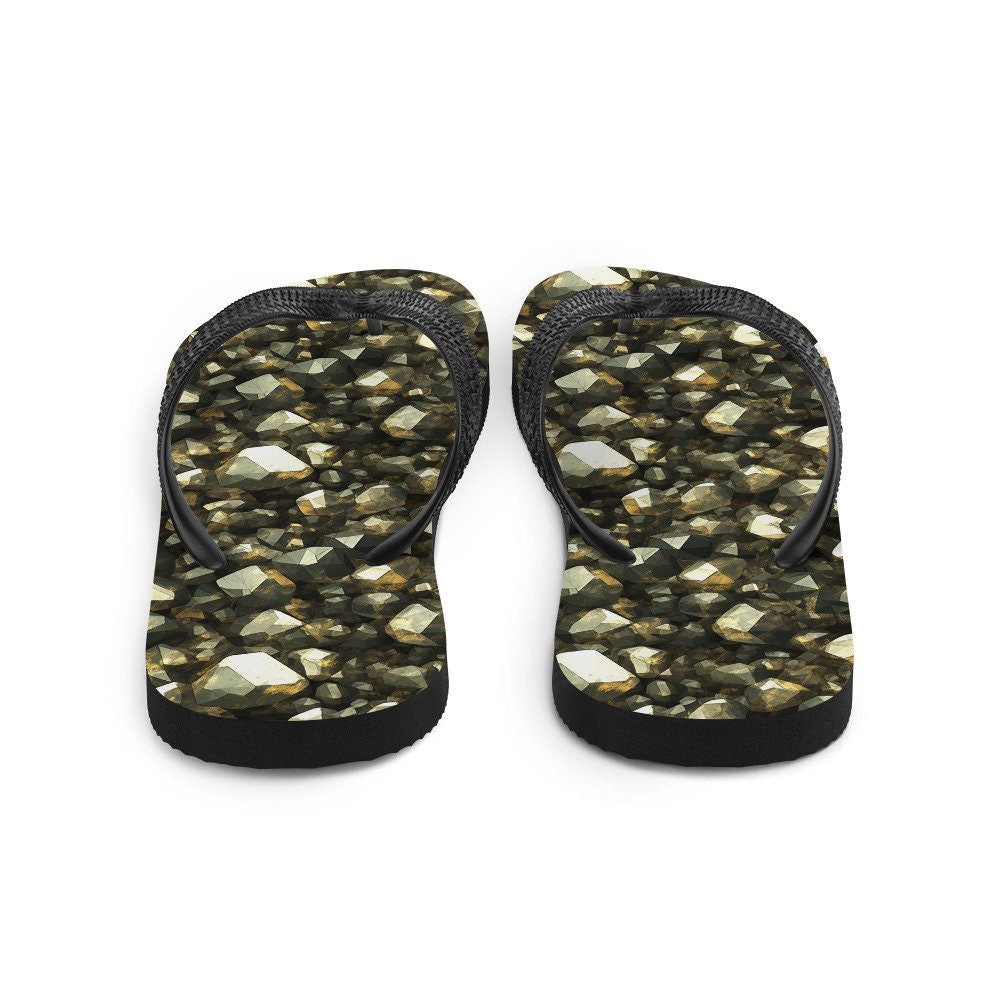 hippieartzone - Golden Pyrite Summer Flip Flops