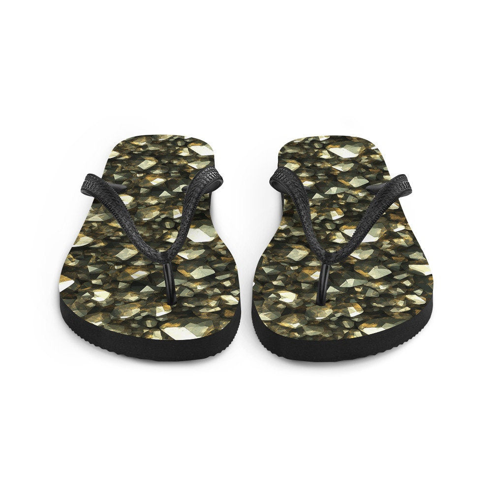 hippieartzone - Golden Pyrite Summer Flip Flops