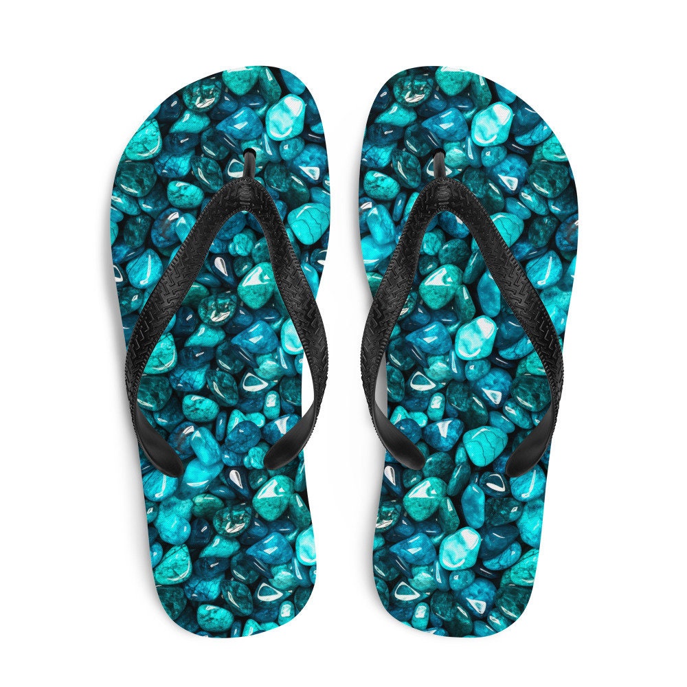 hippieartzone - Protective Turquoise Summer Flip Flops