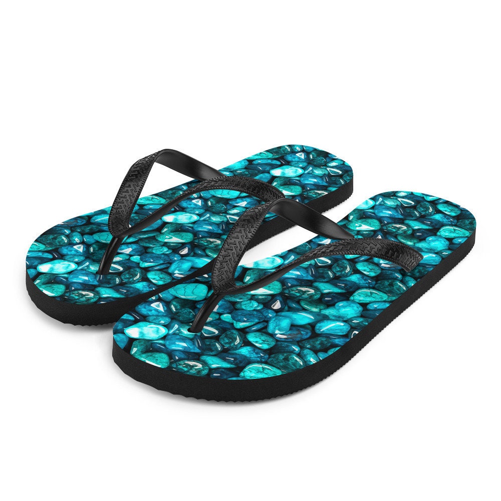 hippieartzone - Protective Turquoise Summer Flip Flops