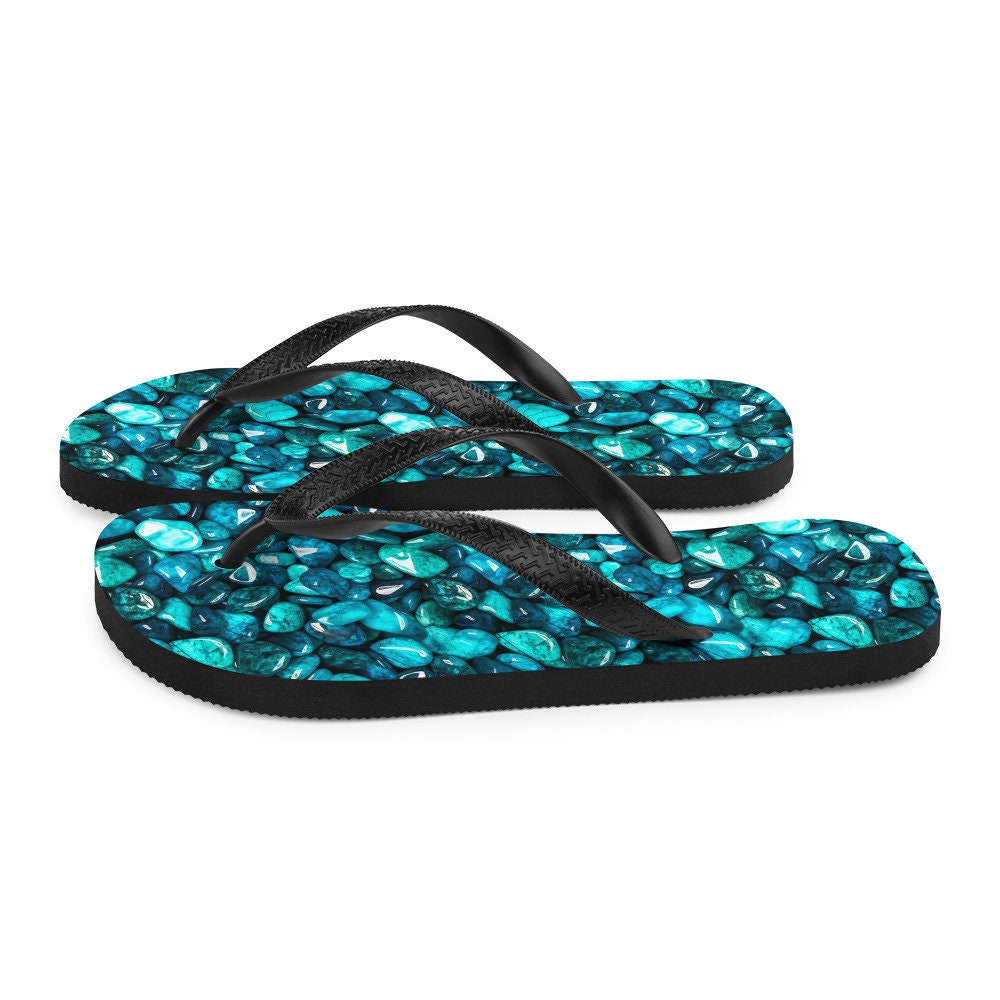 hippieartzone - Protective Turquoise Summer Flip Flops