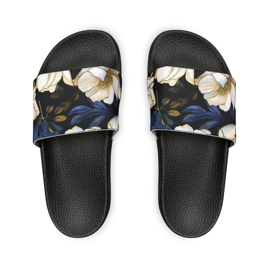 hippieartzone - White Flower Slides Women's Flower Slides Flower Sandals for Women Cute Summer Slides Cute Summer Sandals Summer Trip Flip-Flops