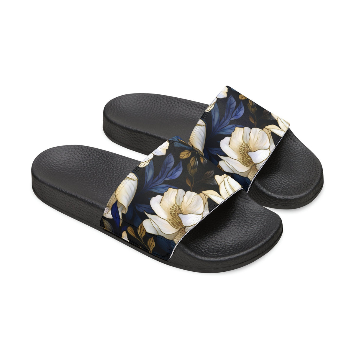 hippieartzone - White Flower Slides Women&#39;s Flower Slides Flower Sandals for Women Cute Summer Slides Cute Summer Sandals Summer Trip Flip-Flops