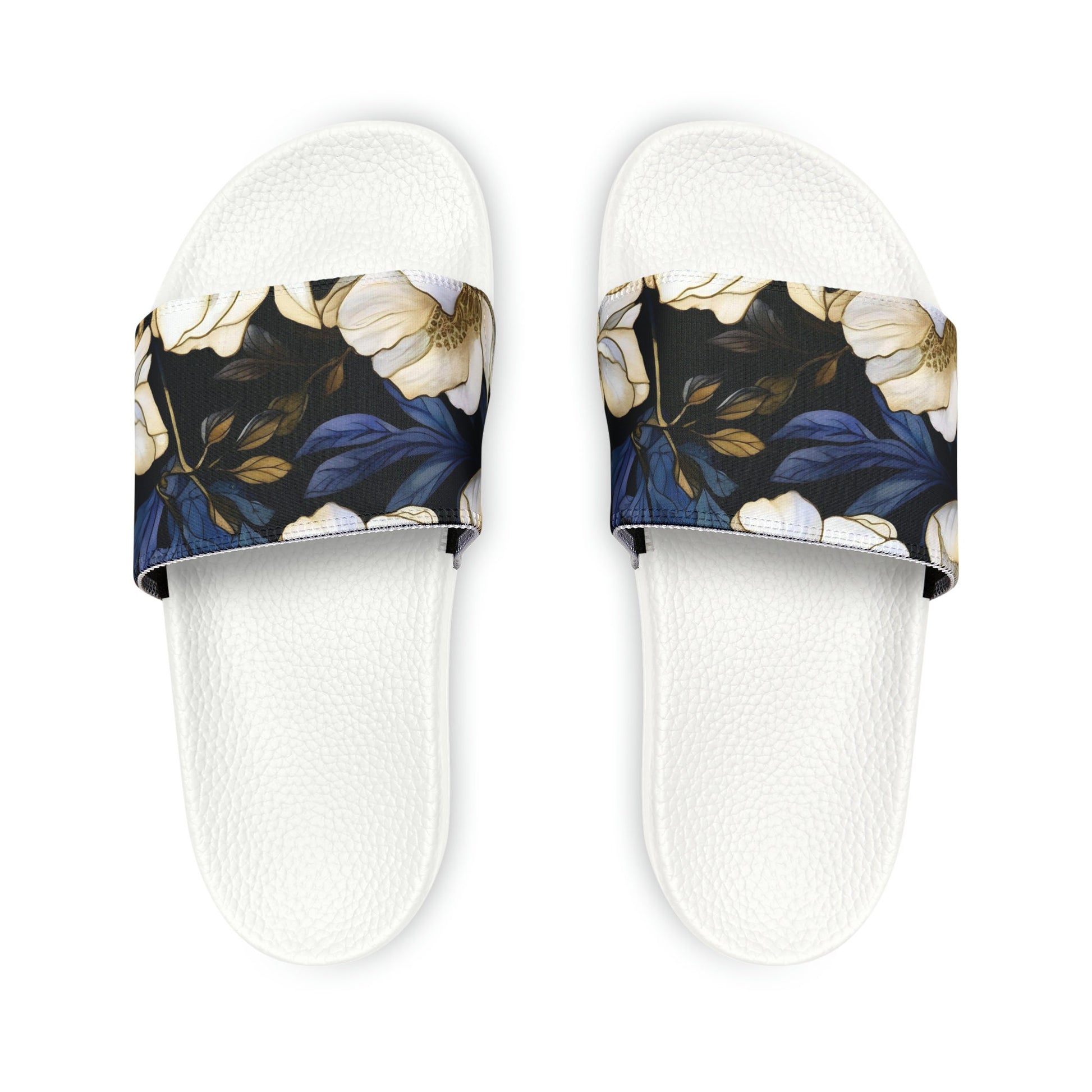 hippieartzone - White Flower Slides Women's Flower Slides Flower Sandals for Women Cute Summer Slides Cute Summer Sandals Summer Flip-Flops