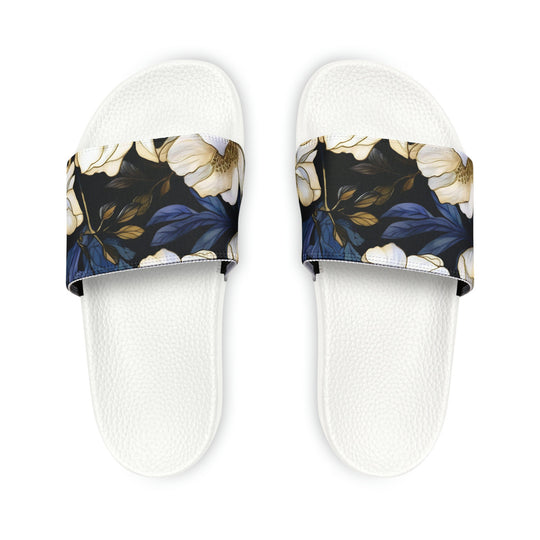 hippieartzone - White Flower Slides Women's Flower Slides Flower Sandals for Women Cute Summer Slides Cute Summer Sandals Summer Flip-Flops