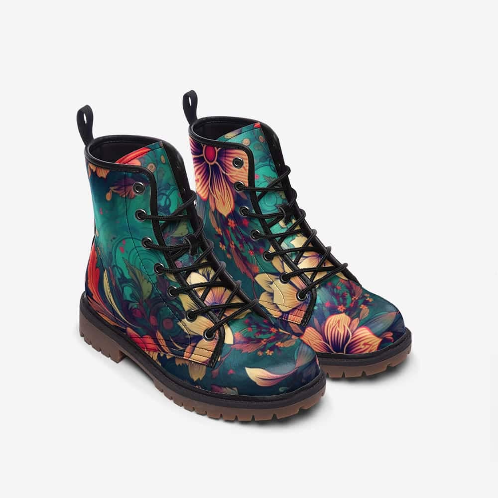 Hippie Art Zone - Boho Flowers Vegan Leather Boots