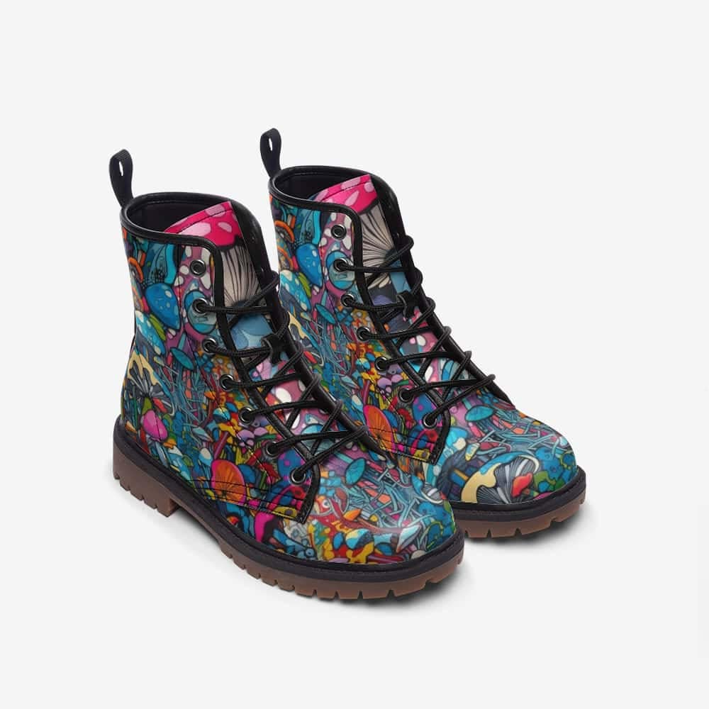 Hippie Art Zone - Groovy Mushrooms Vegan Leather Boots