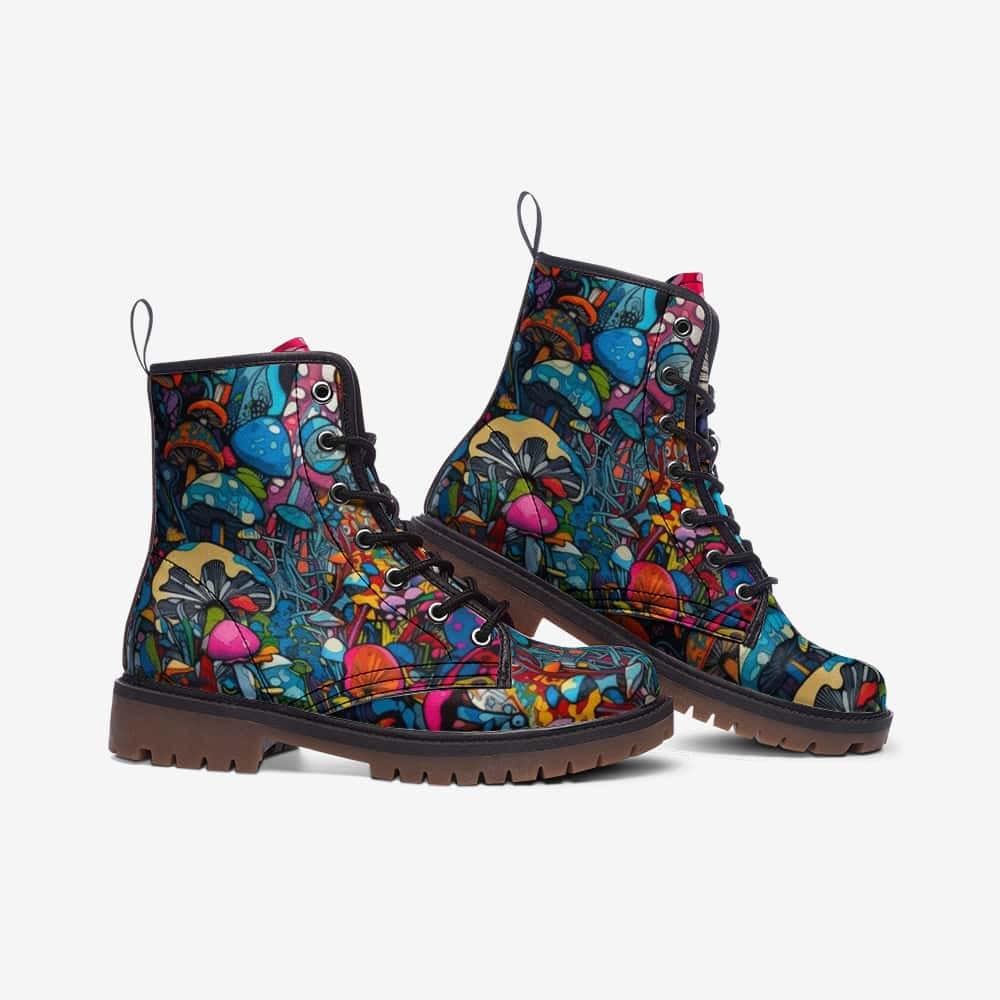 Hippie Art Zone - Groovy Mushrooms Vegan Leather Boots