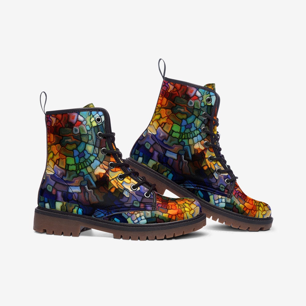 Hippie Art Zone - Stained Glass 2 Casual Leather Lightweight Boots