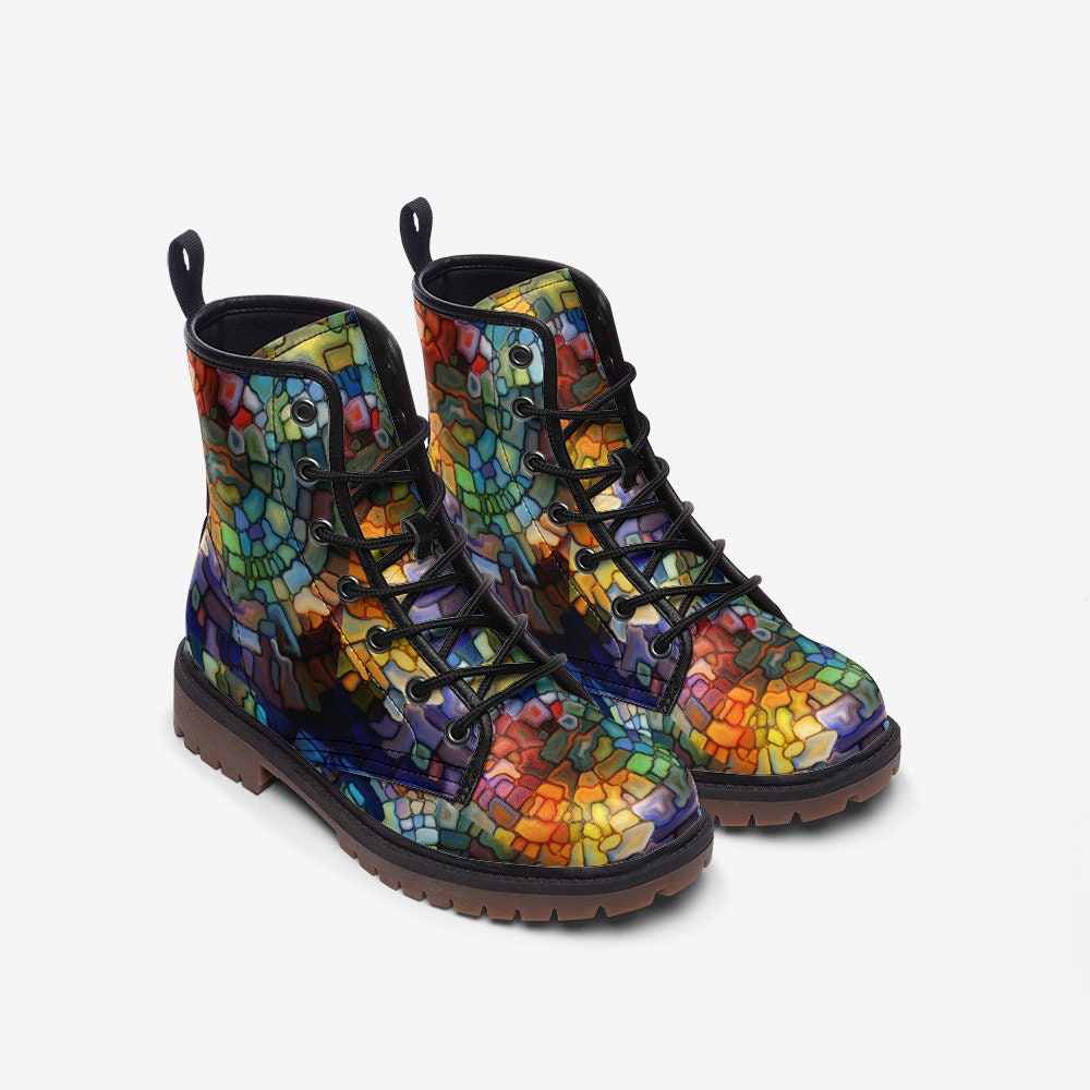 Hippie Art Zone - Stained Glass 2 Casual Leather Lightweight Boots