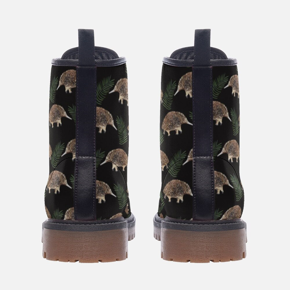 Hippie Art Zone - Native Animal Australian Echidna Monotreme Vegan Leather Festival Boots