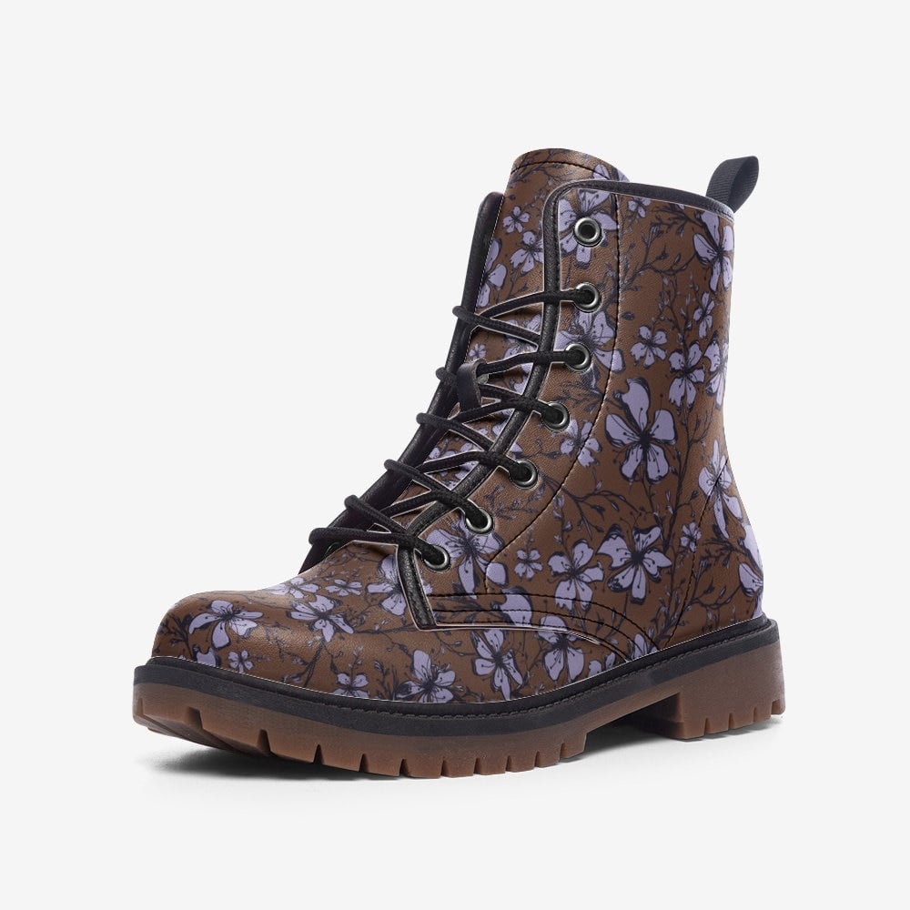 Hippie Art Zone - Brown And Purple From Nature Vegan Leather Boots