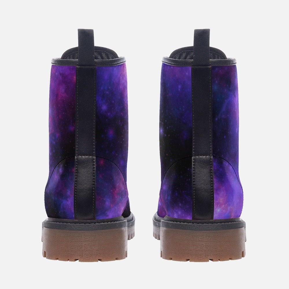 Hippie Art Zone - Witch Purple Boots, Casual Vegan Leather Lightweight Boots