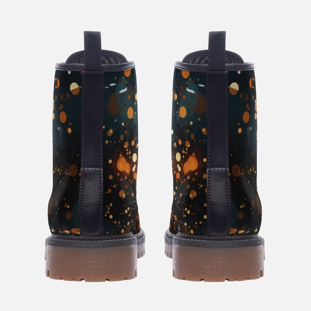 Hippie Art Zone - Abstract Winter Starburst Glitter Vegan Leather Festival Boots