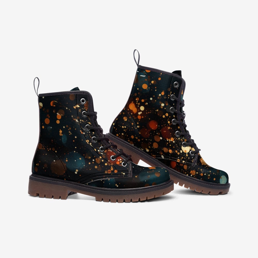 Hippie Art Zone - Abstract Winter Starburst Glitter Vegan Leather Festival Boots