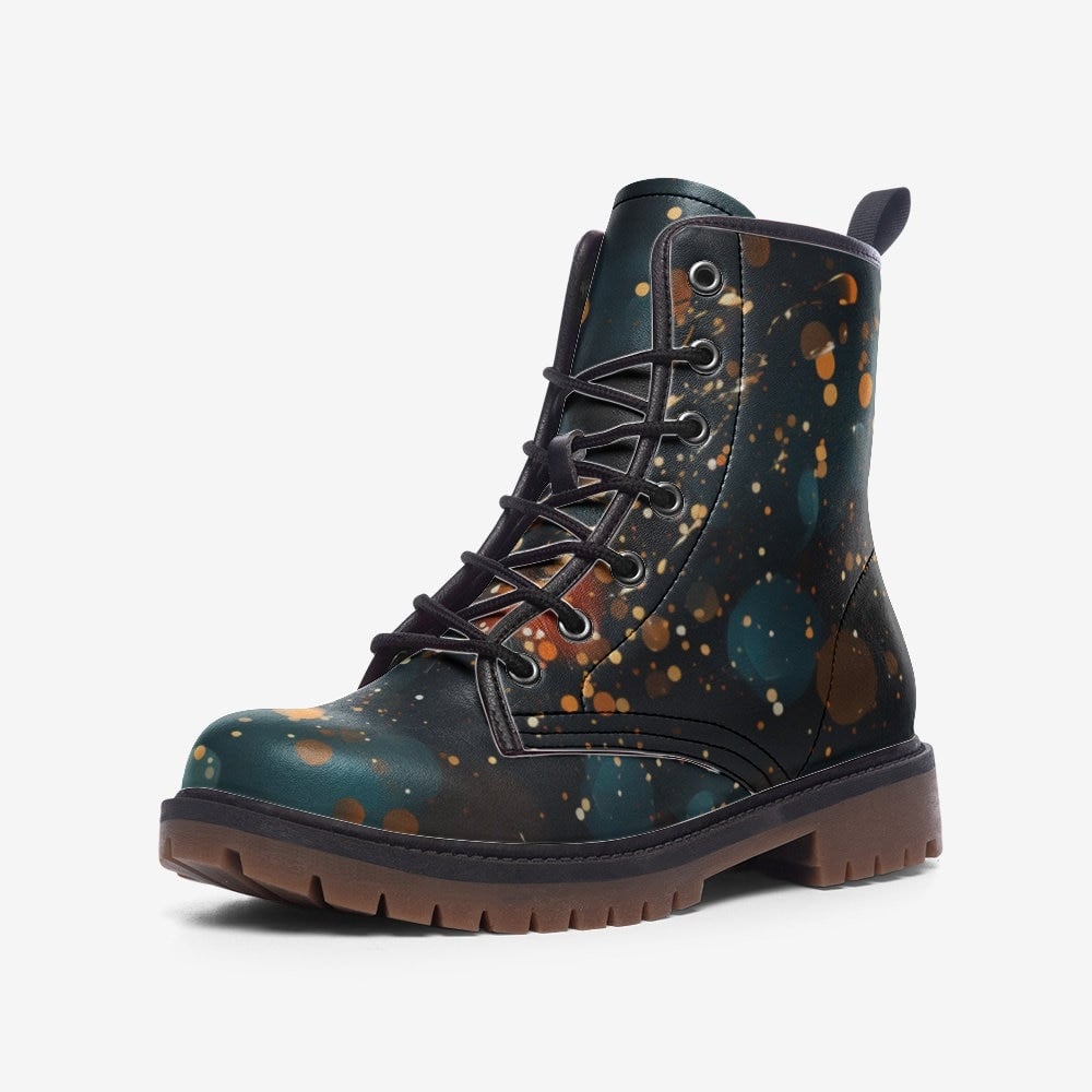 Hippie Art Zone - Abstract Winter Starburst Glitter Vegan Leather Festival Boots