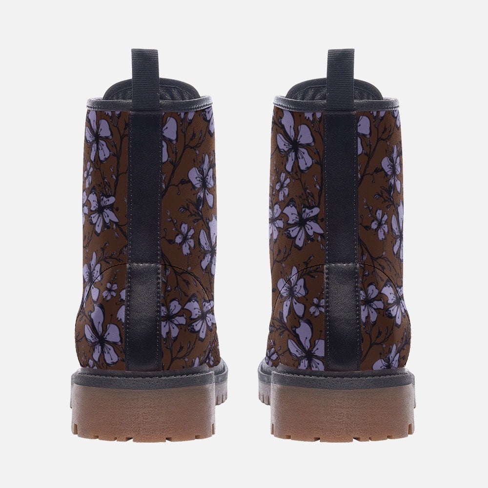 Hippie Art Zone - Brown And Purple From Nature Vegan Leather Boots