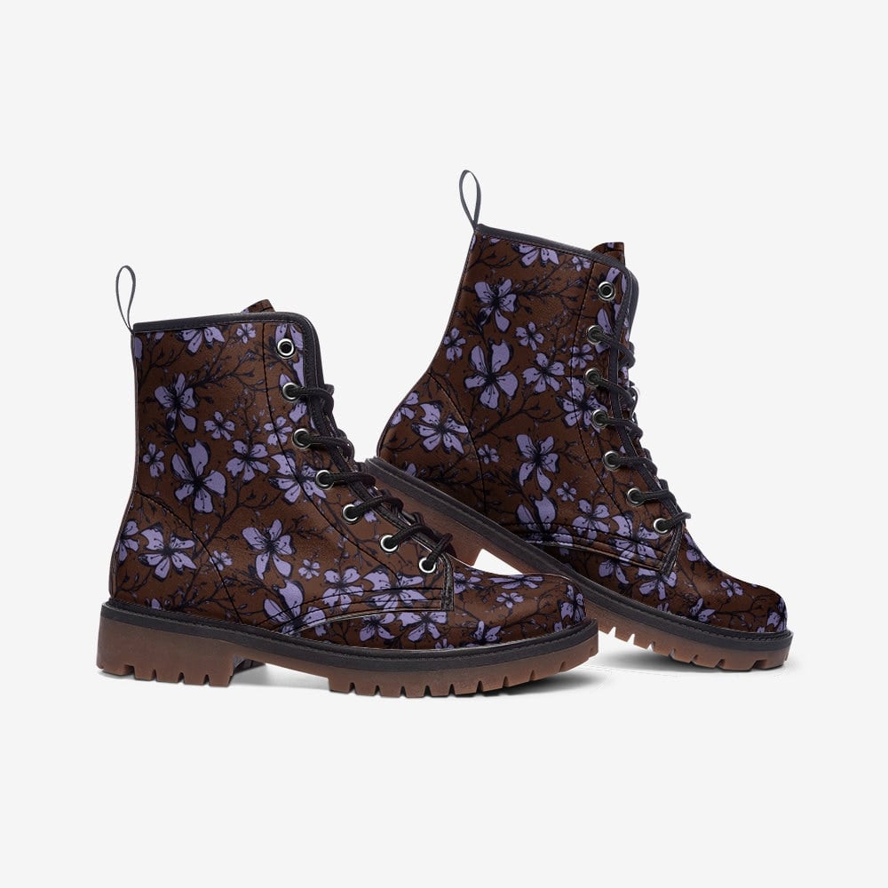 Hippie Art Zone - Brown And Purple From Nature Vegan Leather Boots