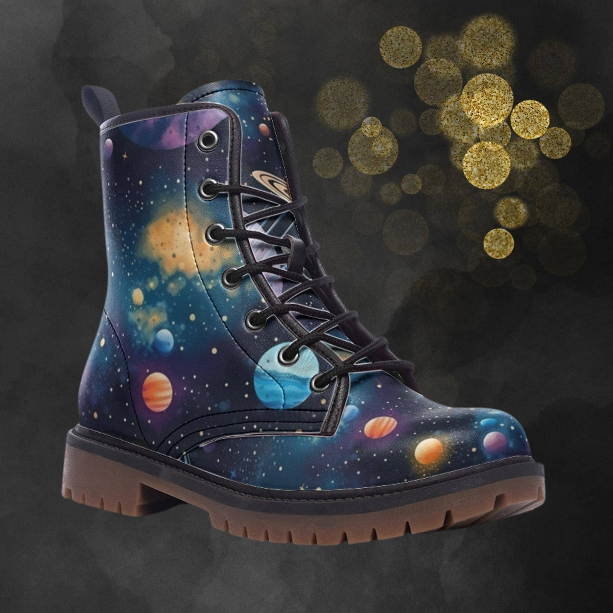 Hippie Art Zone - Space Planets Combat Boots