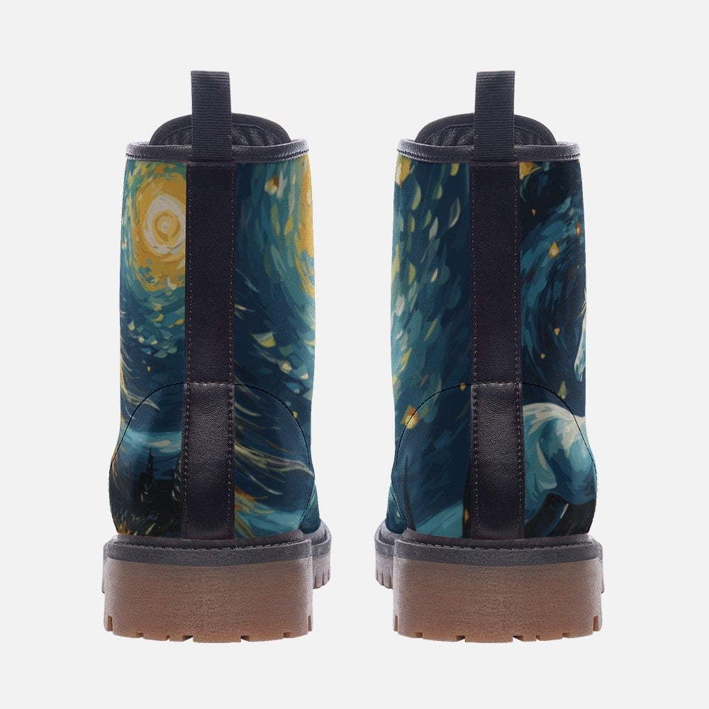 Hippie Art Zone - Starry Night Boots, Cute Horse, Van Gogh Art