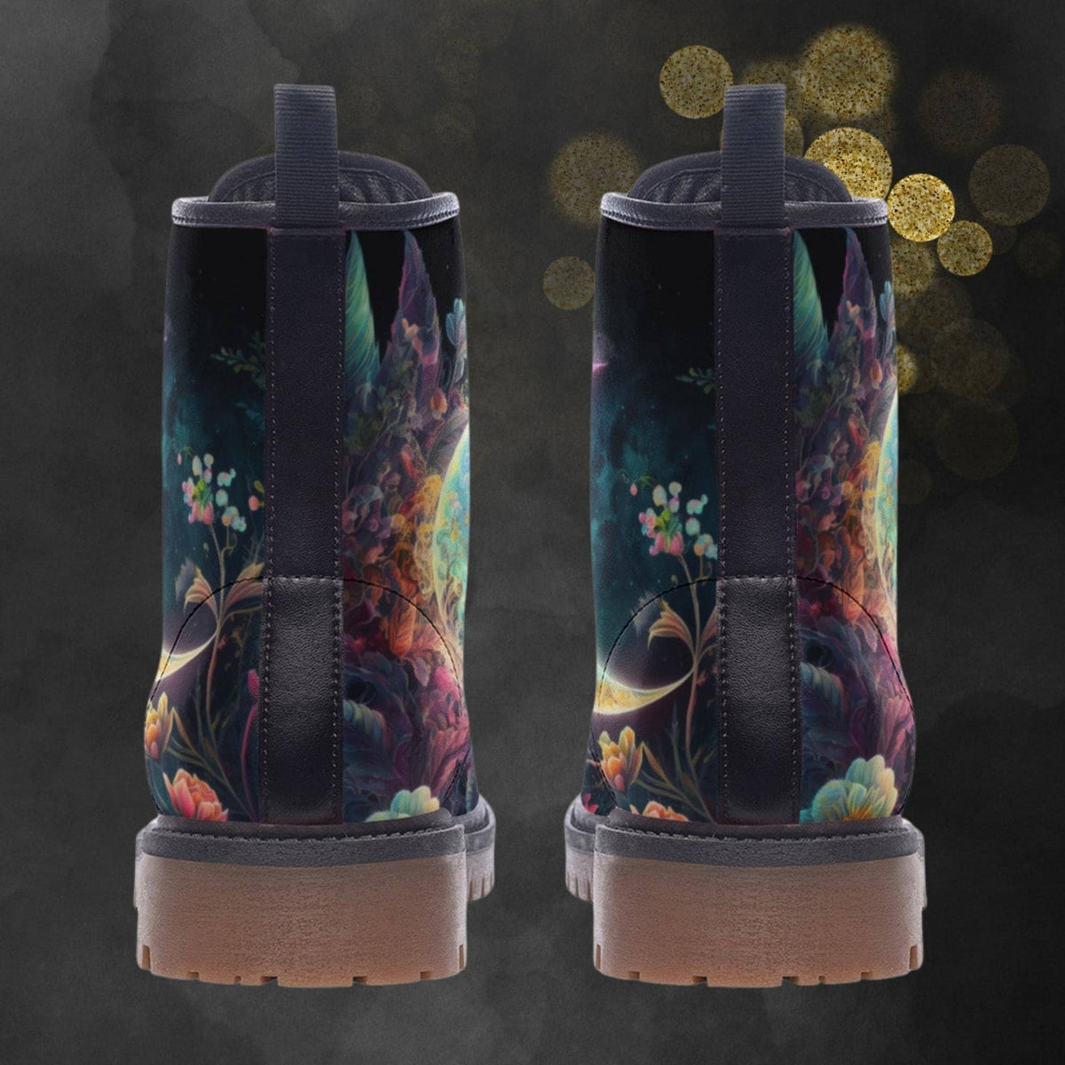 Hippie Art Zone - Mystic Fantasy Moon Combat Boots,