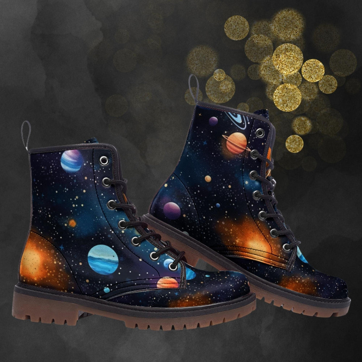 Hippie Art Zone - Space Planets Combat Boots