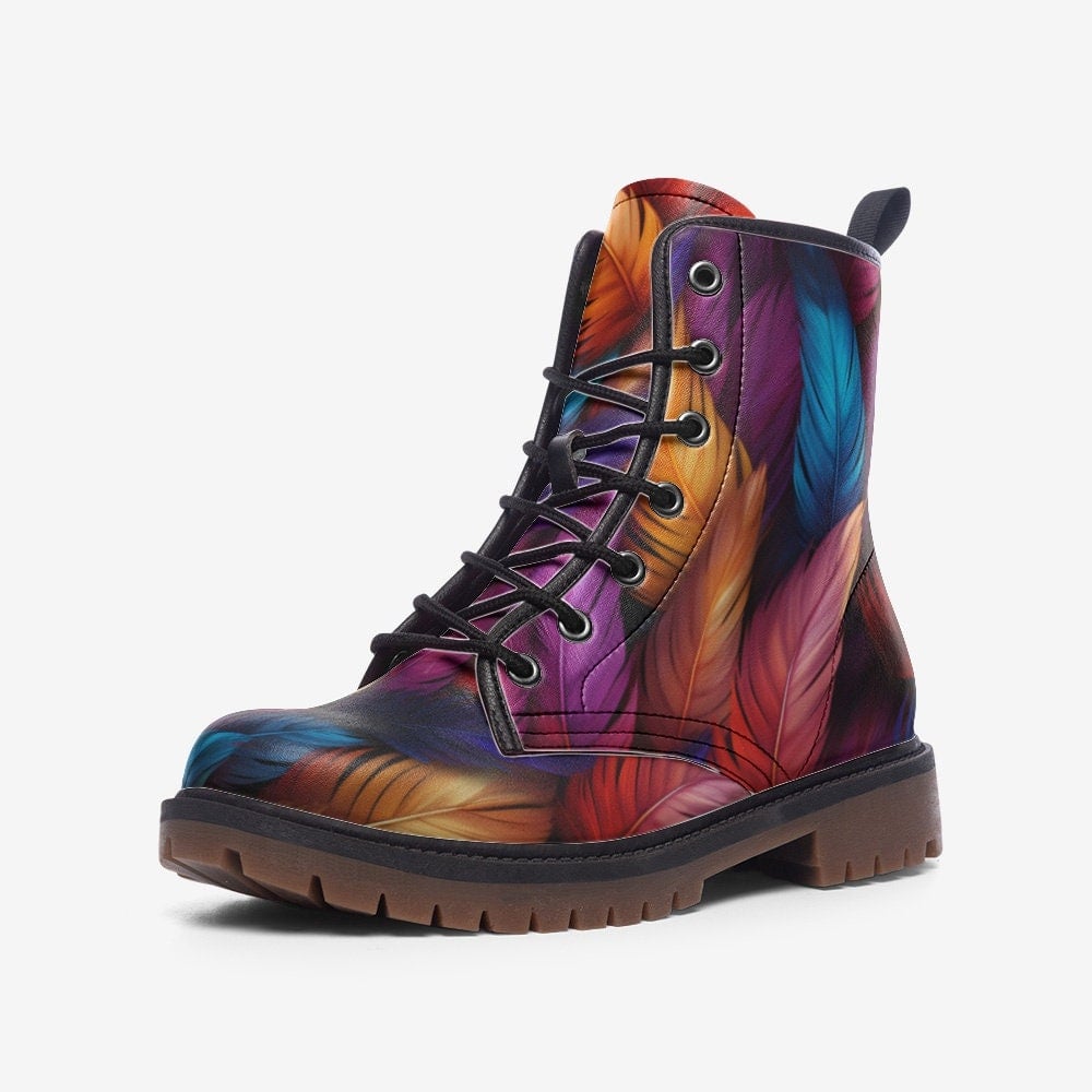 Hippie Art Zone - Faux Leather Lightweight Hiking Boots