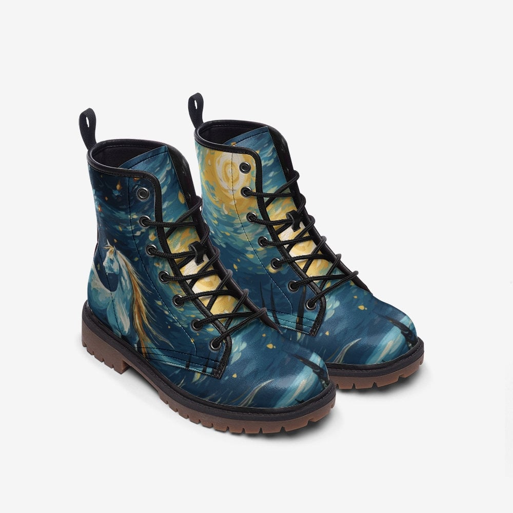 Hippie Art Zone - Starry Night Boots, Cute Horse, Van Gogh Art