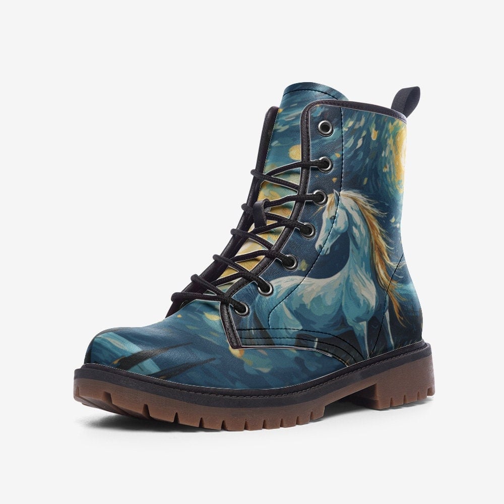 Hippie Art Zone - Starry Night Boots, Cute Horse, Van Gogh Art