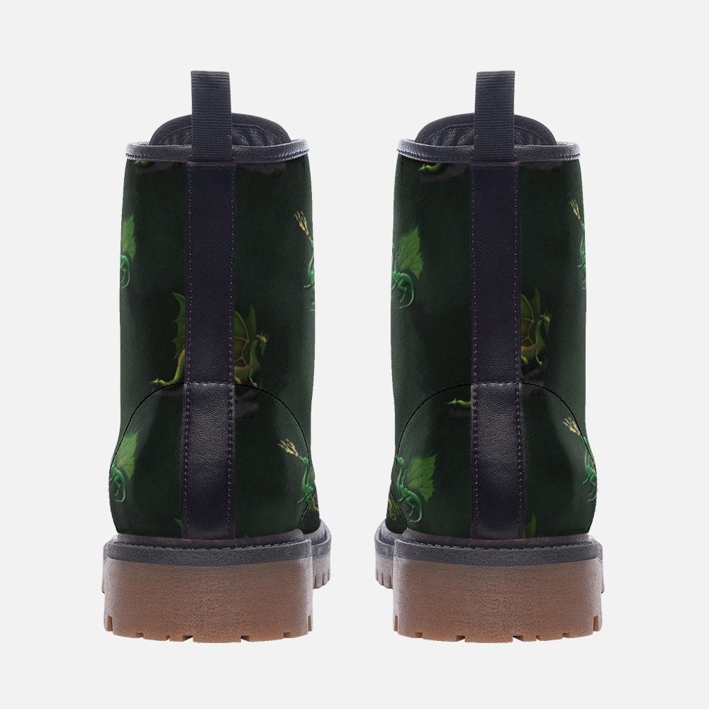 Hippie Art Zone - Green Dragon Vegan Leather Boots.