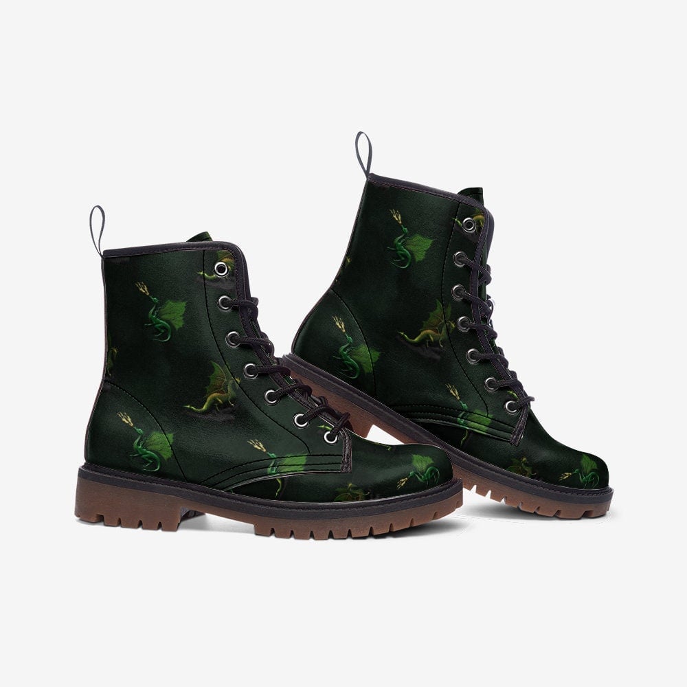 Hippie Art Zone - Green Dragon Vegan Leather Boots.