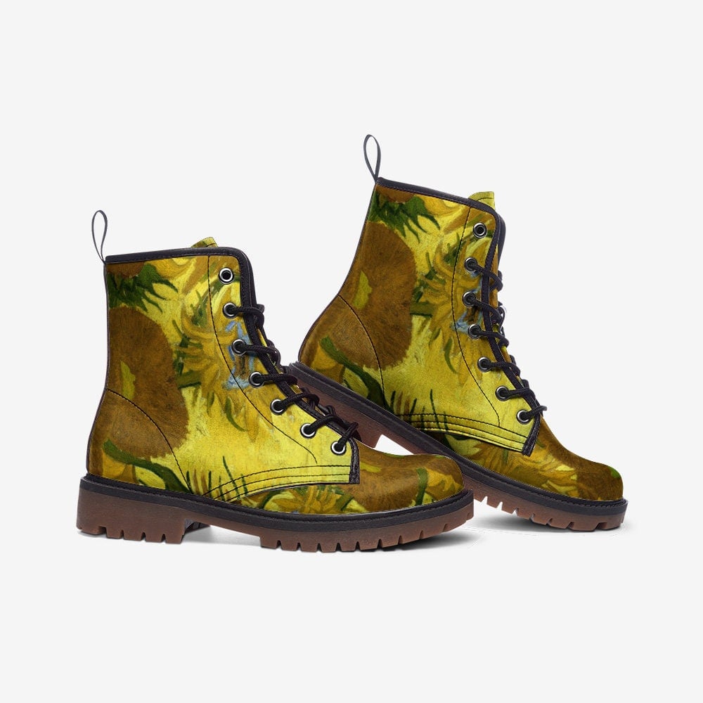 Hippie Art Zone - Van Gogh Sunflowers Vegan Leather Boots