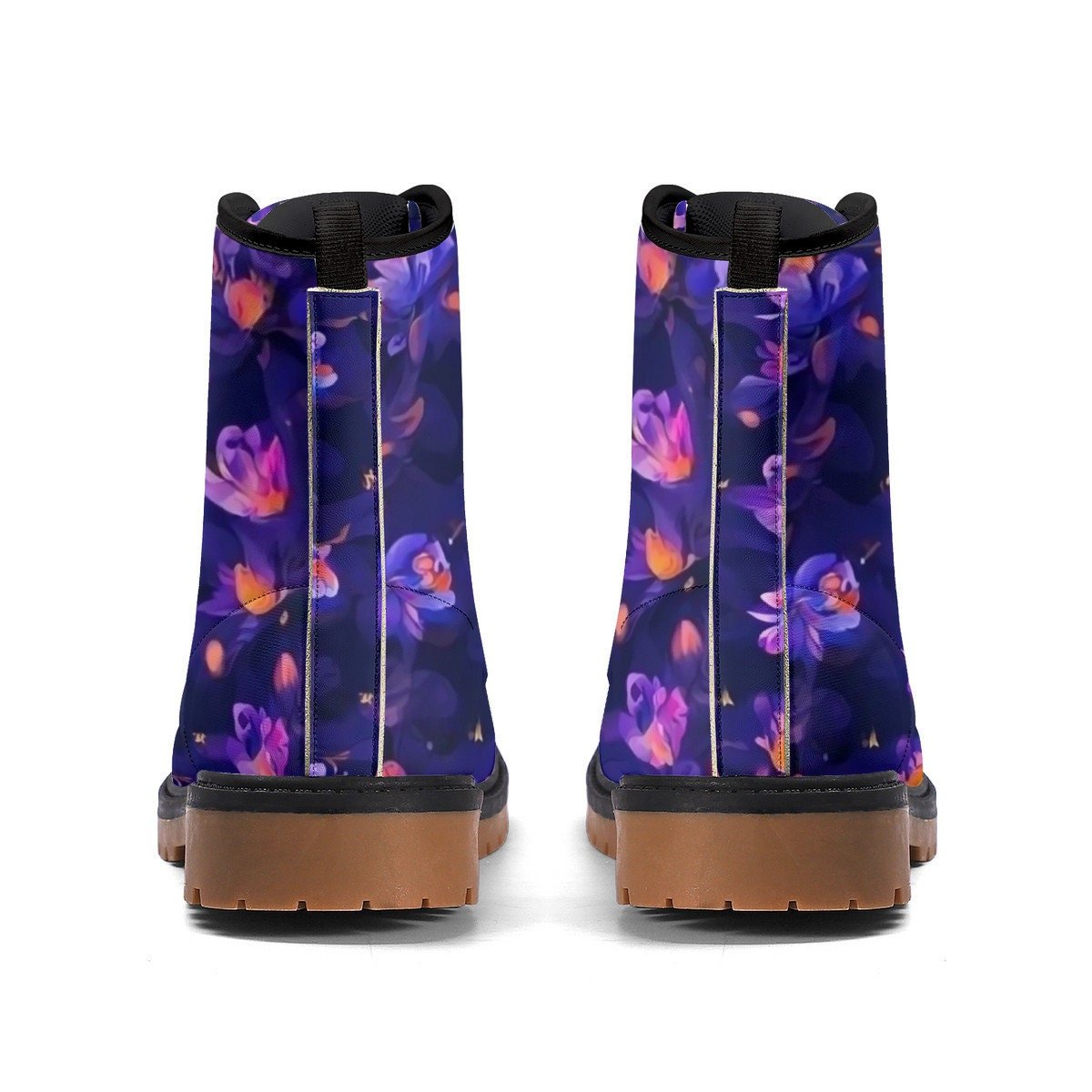 hippieartzone Boots - Women's Combat Boots In Vegetable Leather, Flower Boots, Festival Boots, Rave Boots, Punk Boots,