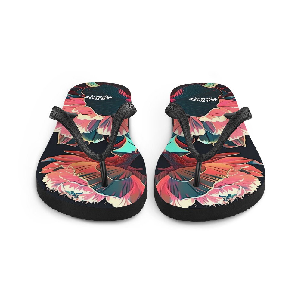 hippieartzone - Pink Tropical Flower Flip Flops Colorful