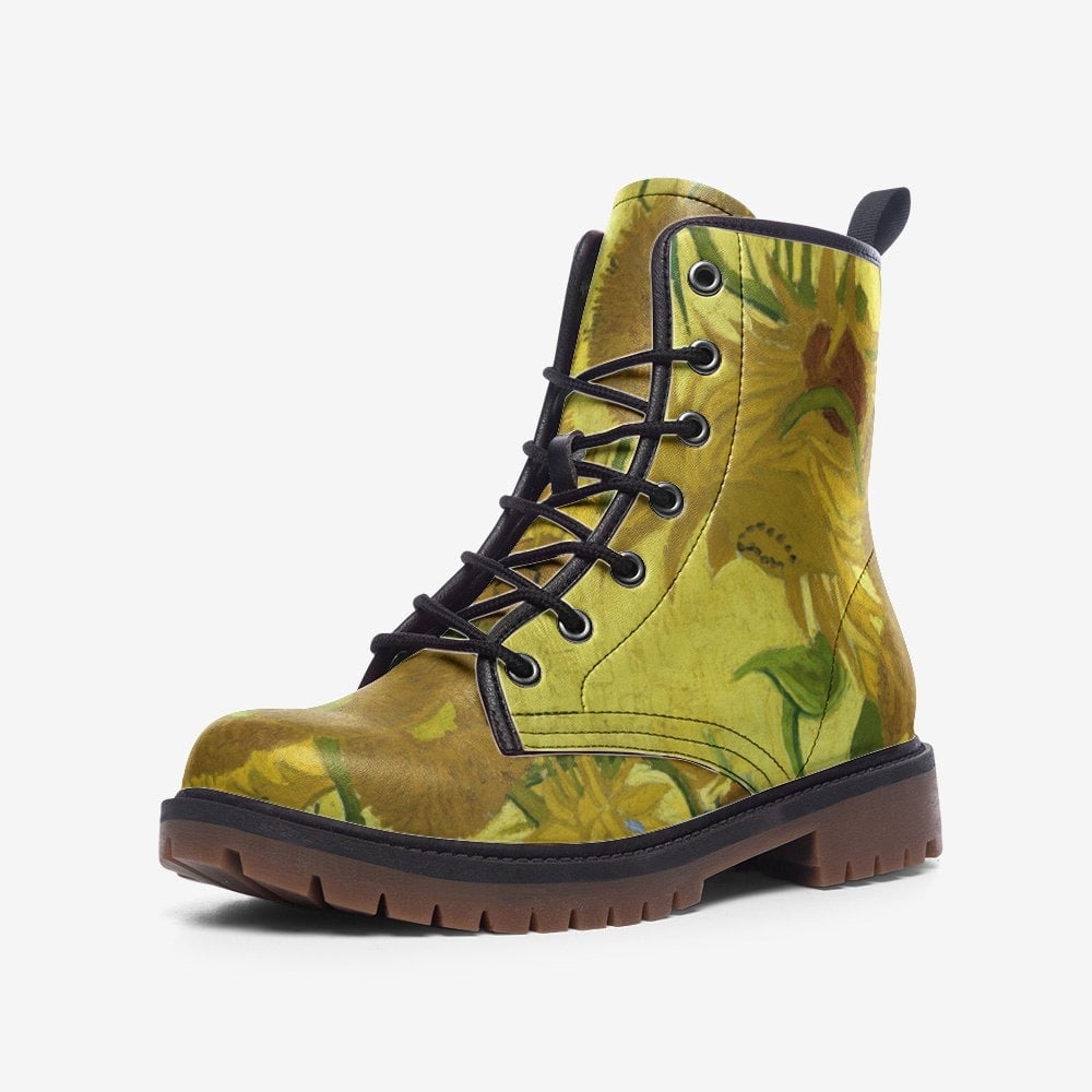 Hippie Art Zone - Van Gogh Sunflowers Vegan Leather Boots