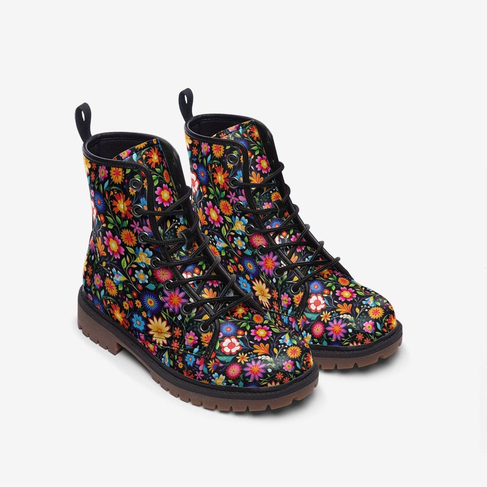 Hippie Art Zone - Mexican Florals Vegan Leather Boots