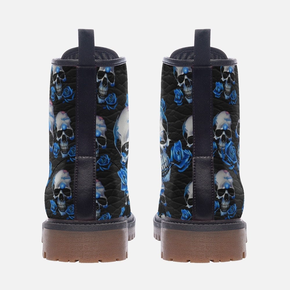 Hippie Art Zone - Combat Boots Made From Vegan Leather, Trendy And Eco-friendly Mt Leather.