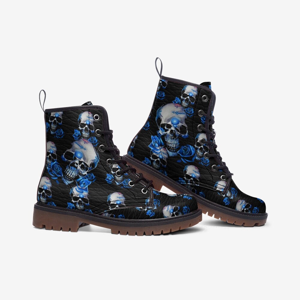 Hippie Art Zone - Combat Boots Made From Vegan Leather, Trendy And Eco-friendly Mt Leather.