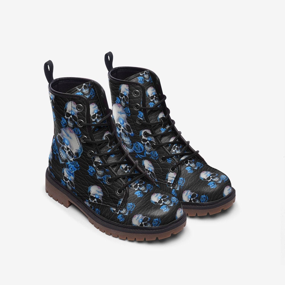 Hippie Art Zone - Combat Boots Made From Vegan Leather, Trendy And Eco-friendly Mt Leather.