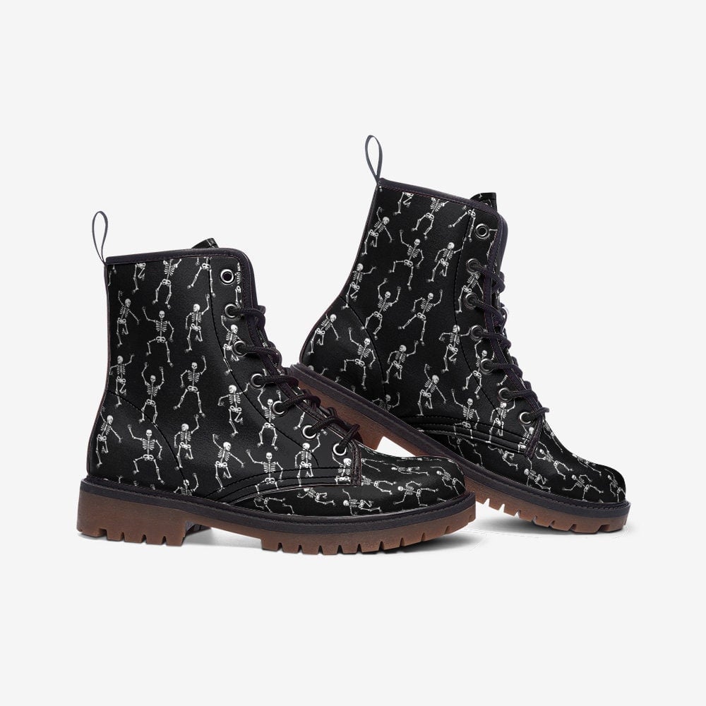 Hippie Art Zone - Dancing Skeleton Boots | Casual Vegan Leather Lightweight Boots